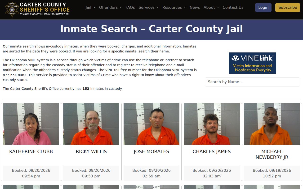 Carter County warrant search current inmate search distinction