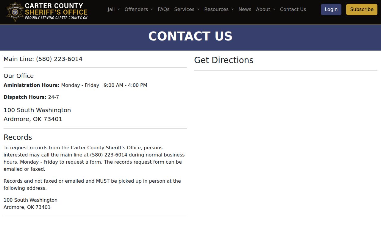 Carter County warrant records official Sheriff address and contact source